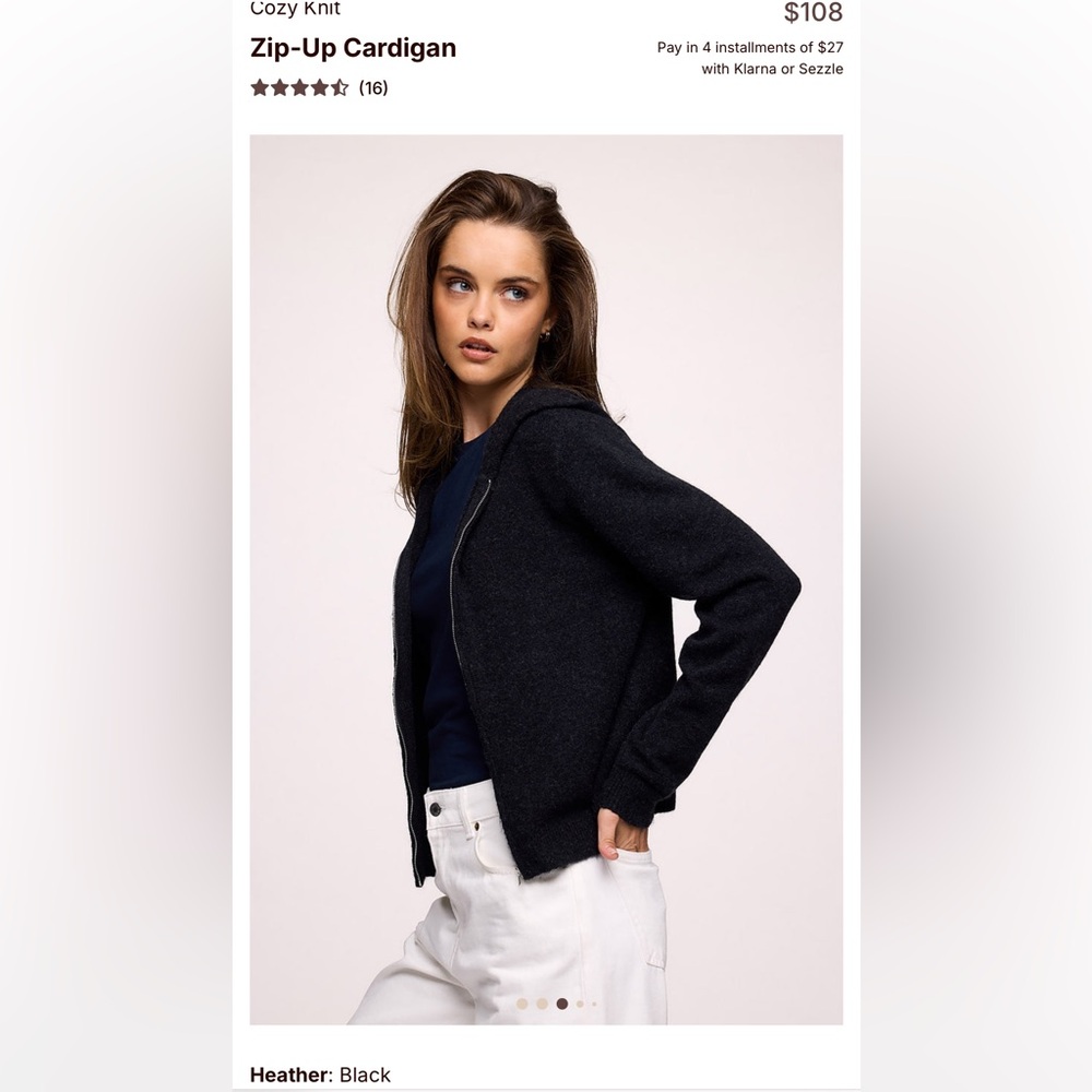 nuuds Black Zip-Up Hooded Cardigan